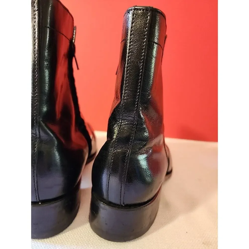Florsheim Mens Boots Shoes Black Leather Side Zipper 17074-01 Sz 8.5 D